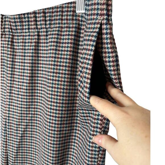 J. Jill Plus 18 Blue Red Houndstooth Pull On Cuffed Slim Straight Ankle Pants - Picture 4 of 8